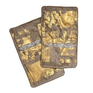 Callisto Home Set of 2 Gold Beige Textured Decorative Pillow Case Cover 14 x 24